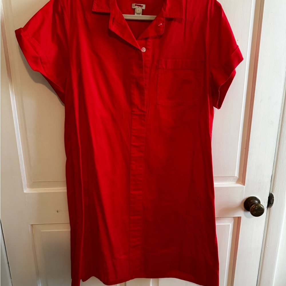 J. Crew Bright Red Shirt Dress